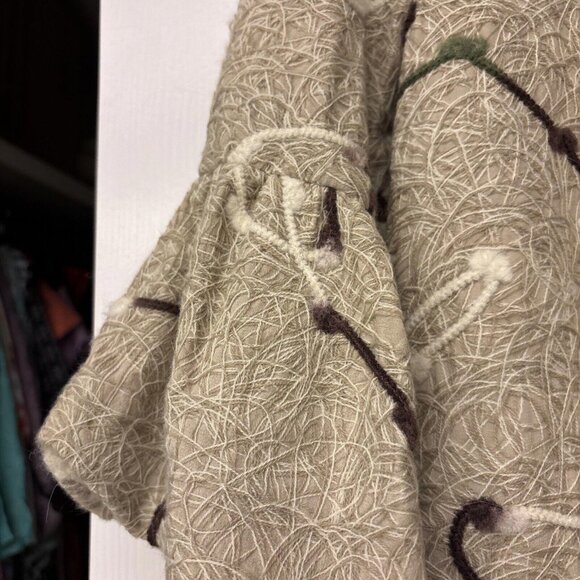 Anthropologie RYU Coat Tan Crochet Overlay Front Large Button Size Small Lined - Picture 14 of 15